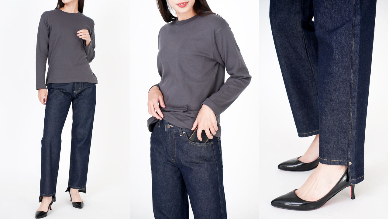 Hem Stepped-Cut Denim for Boots and High-Heeled Shoes,, large image number 2
