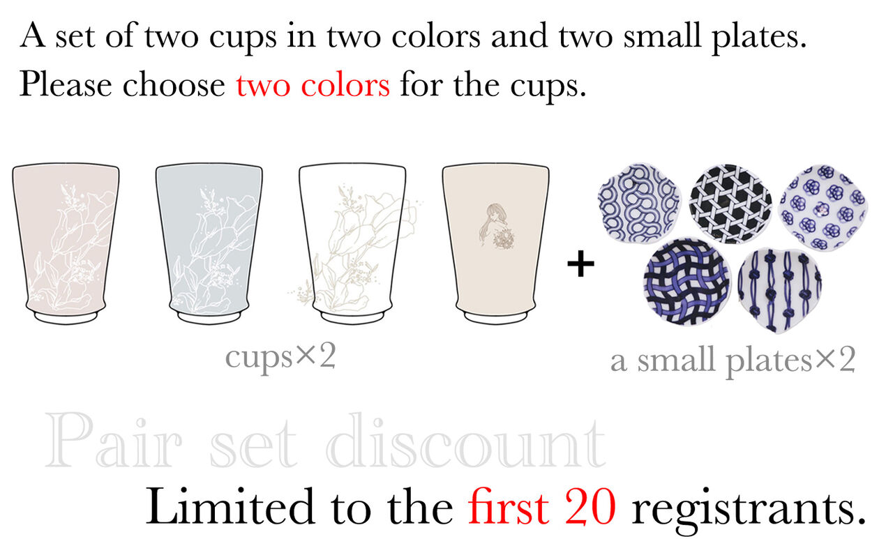 Option F) 2 Pottery Cups + 2 Pottery Plates Set,, large image number 0