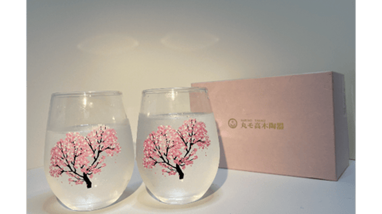 Option B) 2 Glasses (Cherry Blossoms),, large image number 0