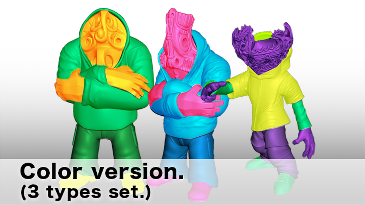 Option D) Set of 3 Colored Jomo Heads,, large image number 0