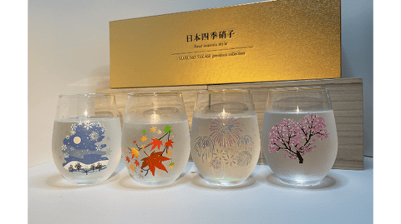 Option F) 4 Glasses (Cherry Blossoms, Fireworks, Autumn Leaves, and Snow),, large image number 0