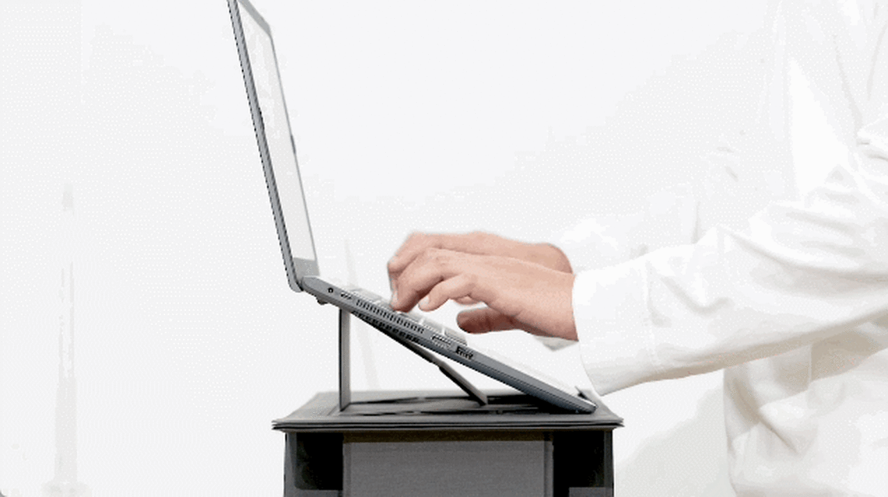 Desk-integrated PC Stand That Folds Up for Storage - “Da Vinci Gate”,, large image number 2