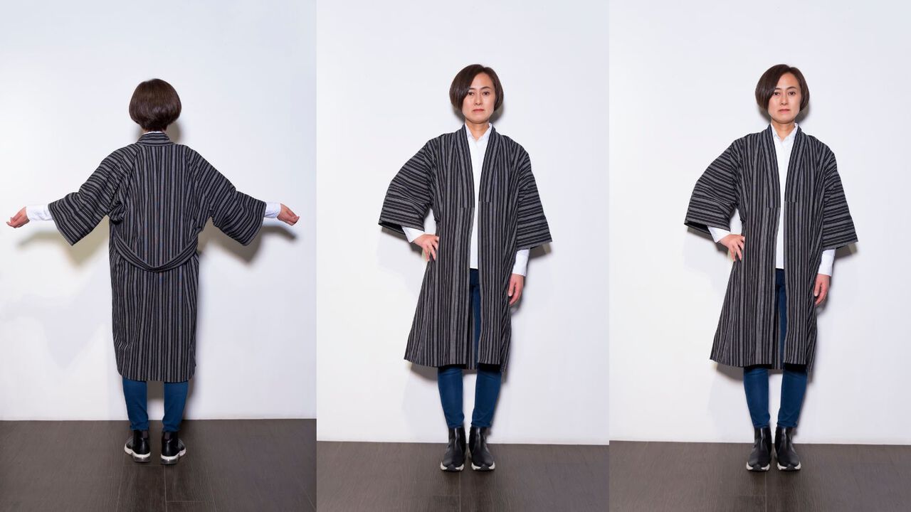Global Kimono Haori with Modern Designed Kameda Stripes,, large image number 10