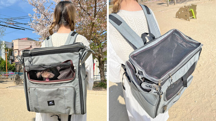 Transformable Pet Backpack that Becomes a Cage