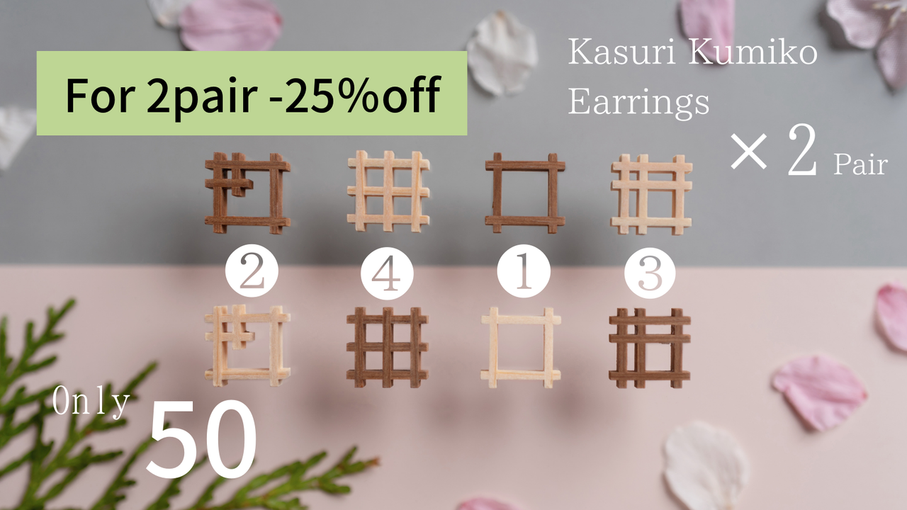 Option B) 2 Pairs of Kasuri Kamiko Earrings,, large image number 0