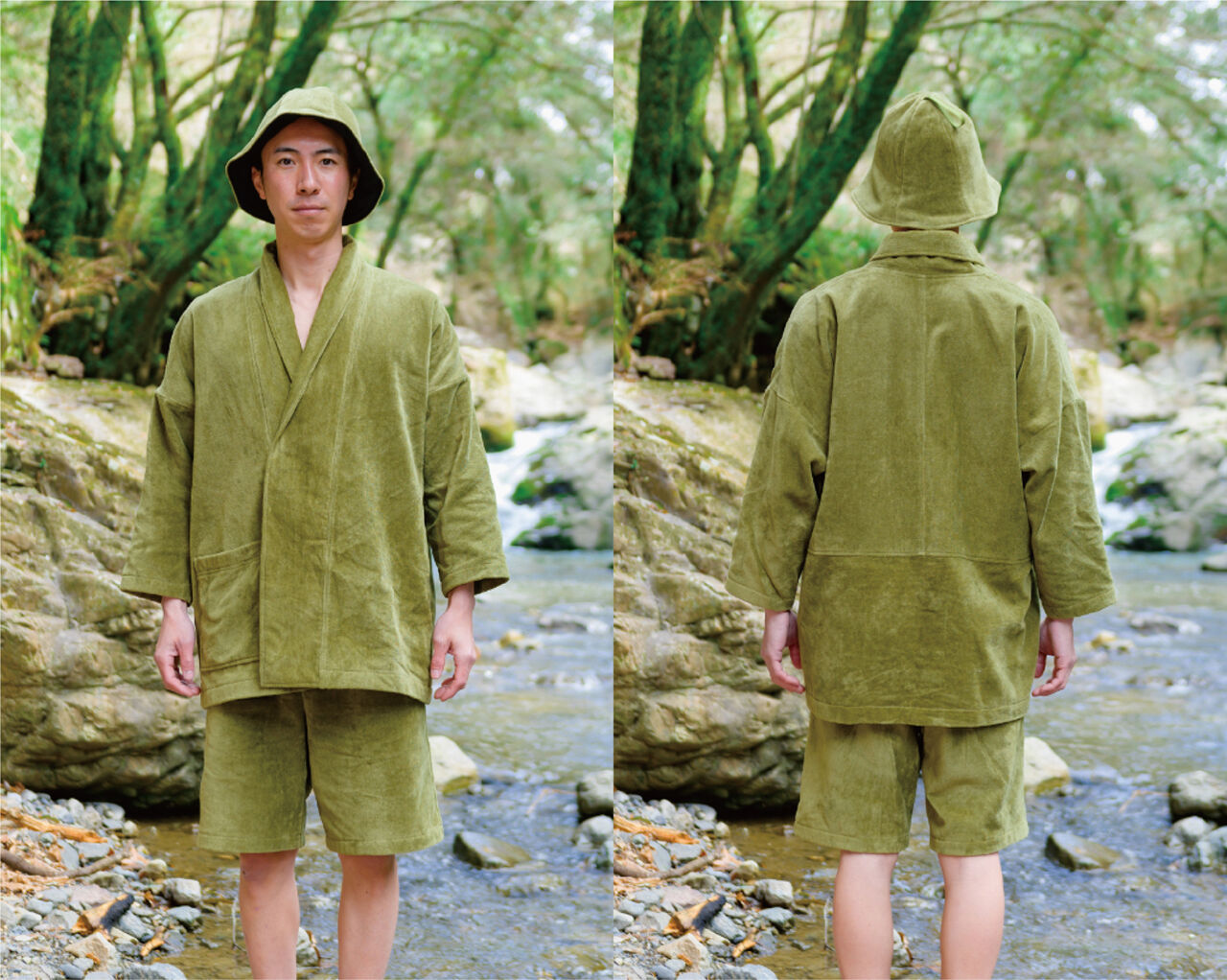 Japanese-Style Sauna Gown, Pants and Hat Made of Towel Fabric from Imabari,, large image number 10