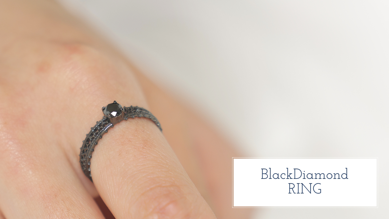Option E) 1 Black Diamond Ring,, large image number 0