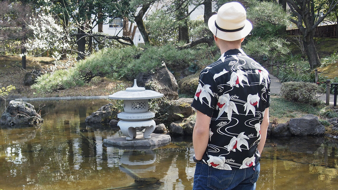 Revived Japanese Pattern Aloha Shirt Made of 1950's Replica Fabric,, large image number 2