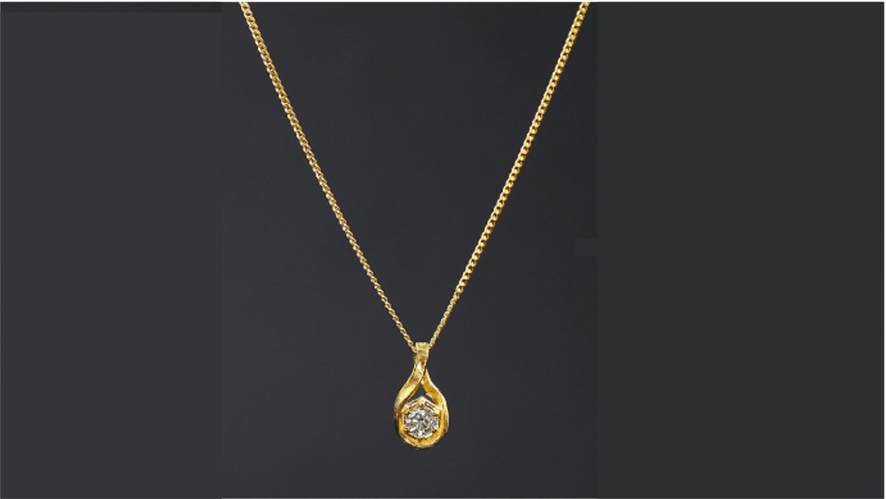 Option H) 1 Pure Gold Curb Chain & Pendant with 0.1 Carat Diamonds - Early Bird Offer,, large image number 0