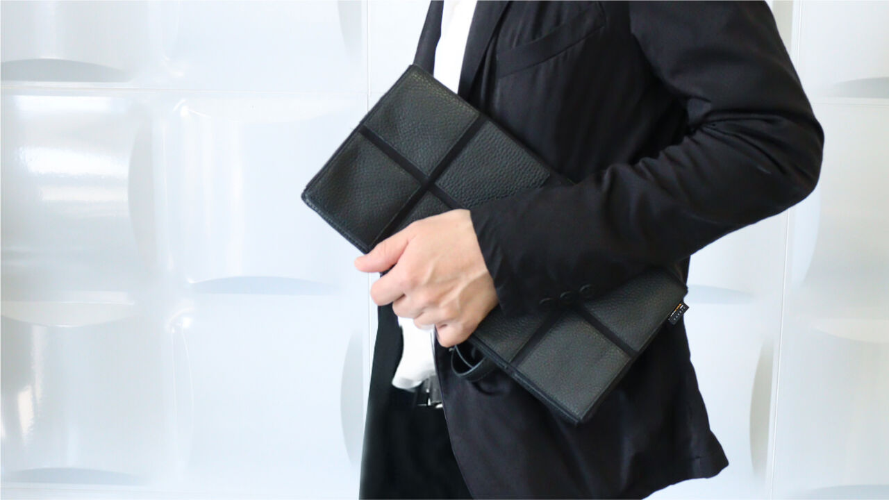 Japanese Foldable Genuine Leather Tote "Leather Matrix",, large image number 6