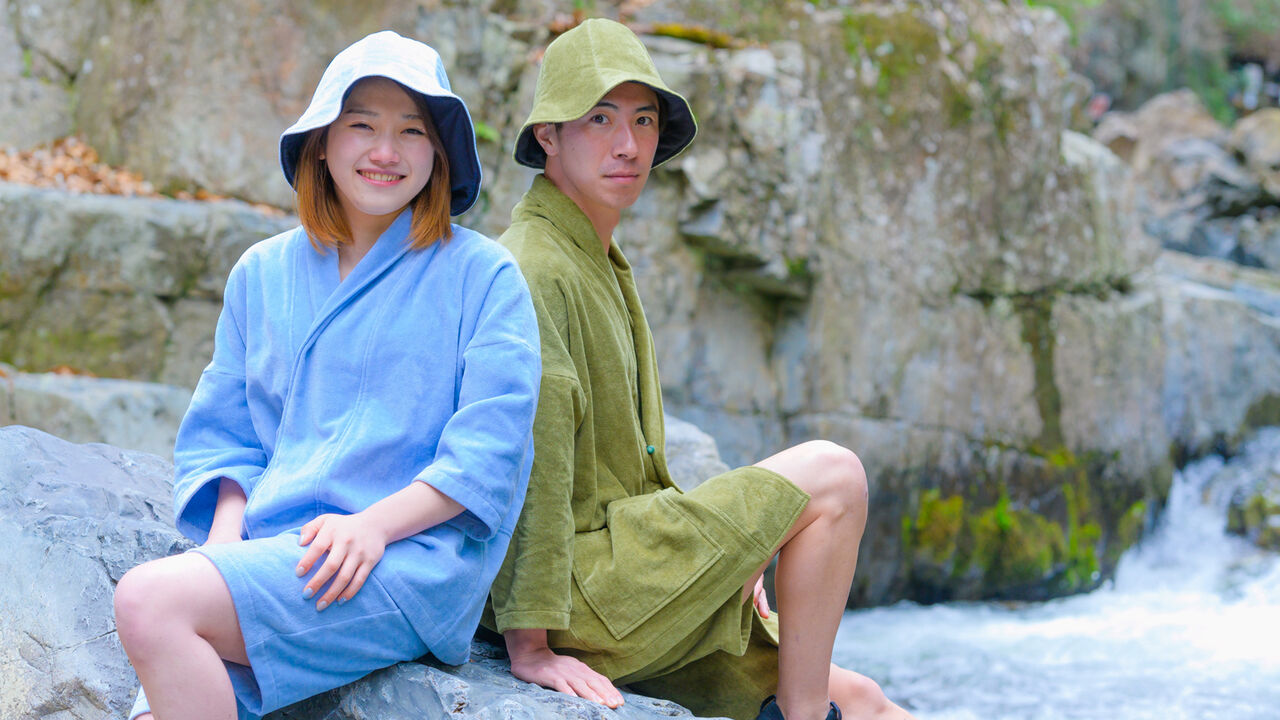 Japanese-Style Sauna Gown, Pants and Hat Made of Towel Fabric from Imabari,, large image number 7